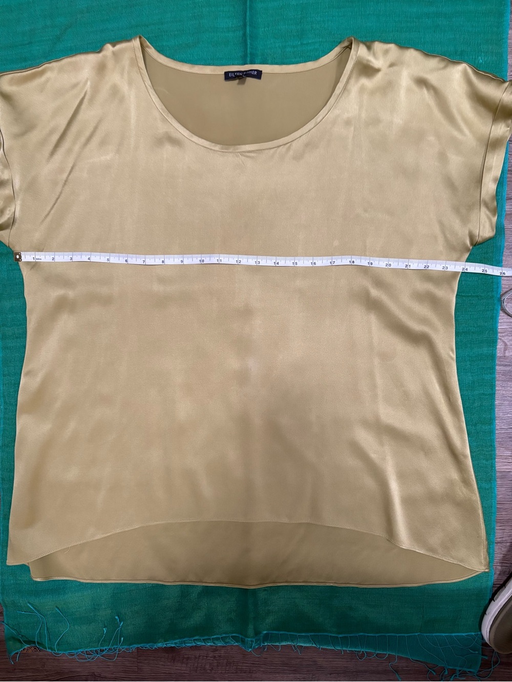 Eileen Fisher Silk Olive Green Slip Top - Picture 5 of 11